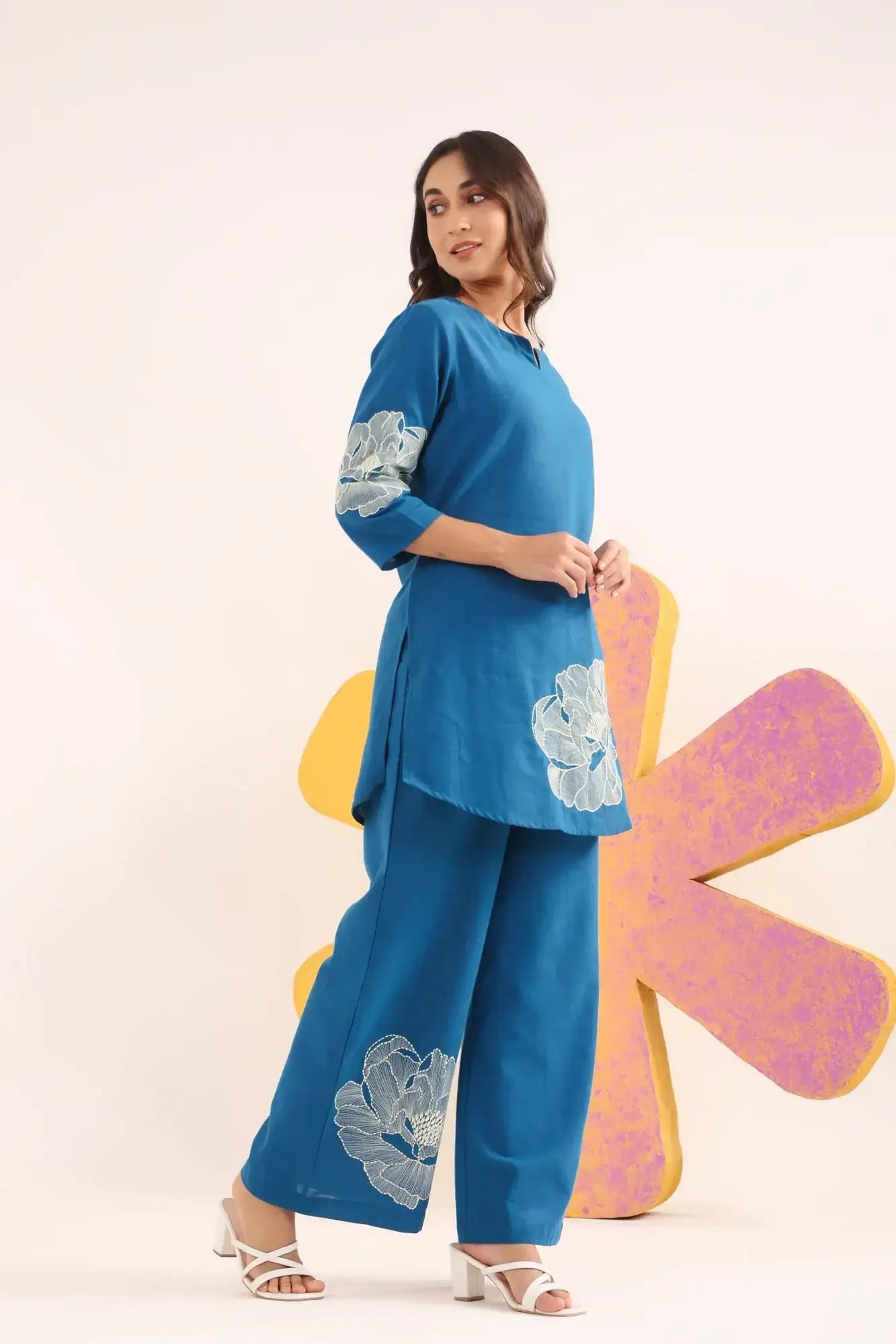 Petal Wave Cotton Flex Embroidered Co-ord Set
