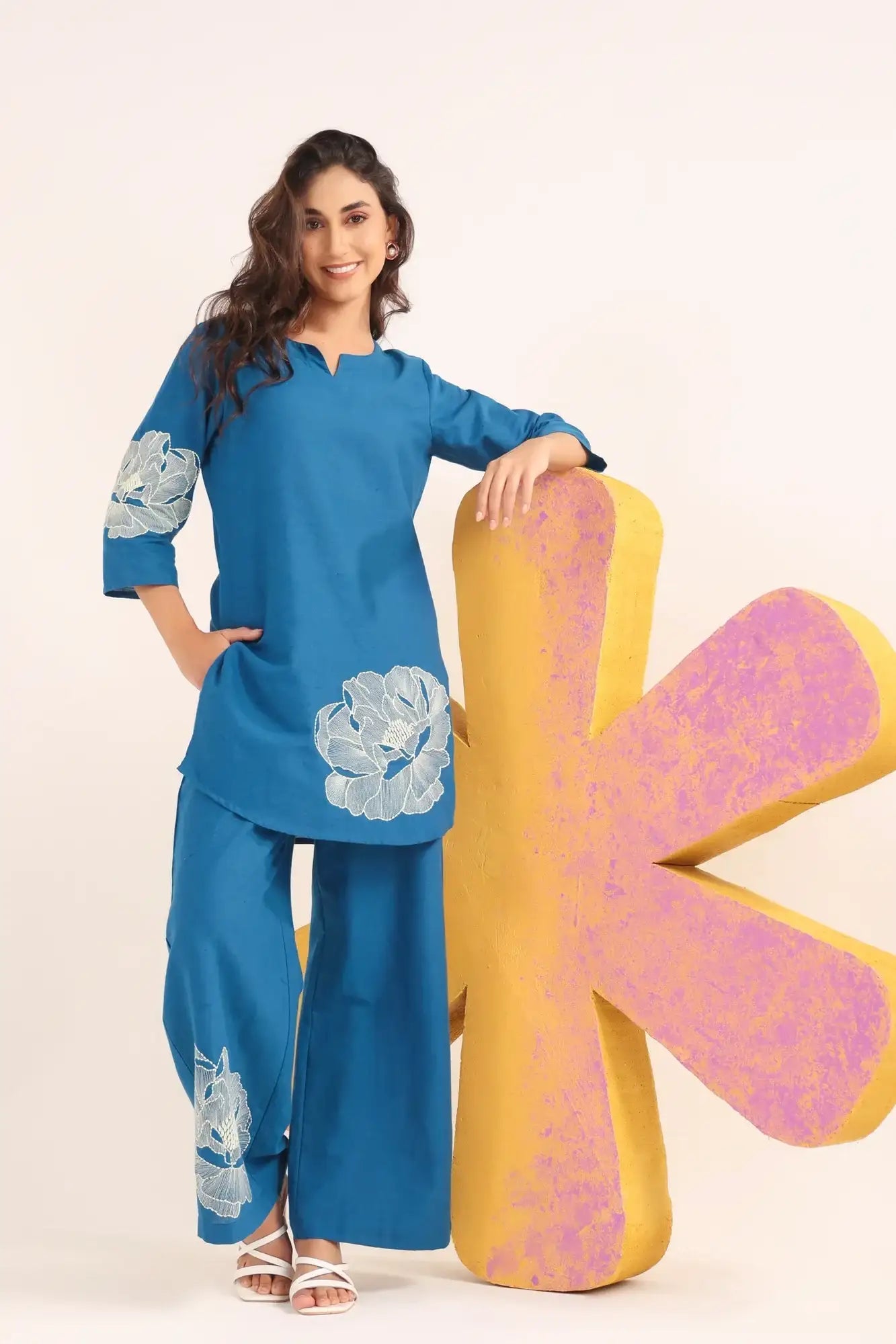 Petal Wave Cotton Flex Embroidered Co-ord Set