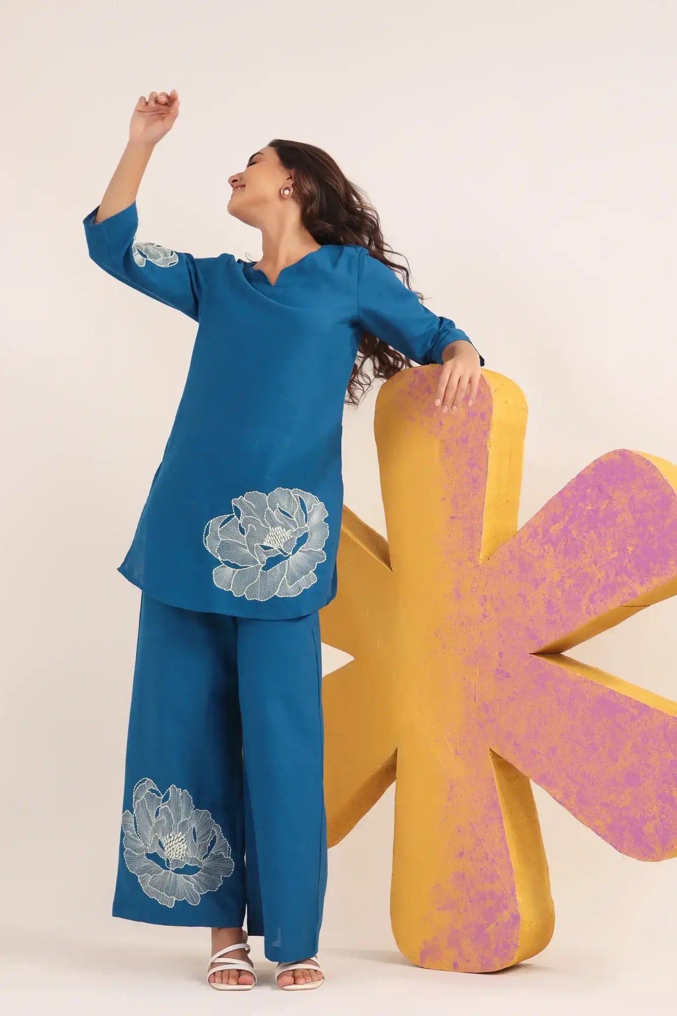 Petal Wave Cotton Flex Embroidered Co-ord Set