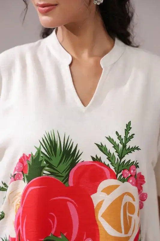 Scarlet Bloom Cotton Flex Co-ord Set