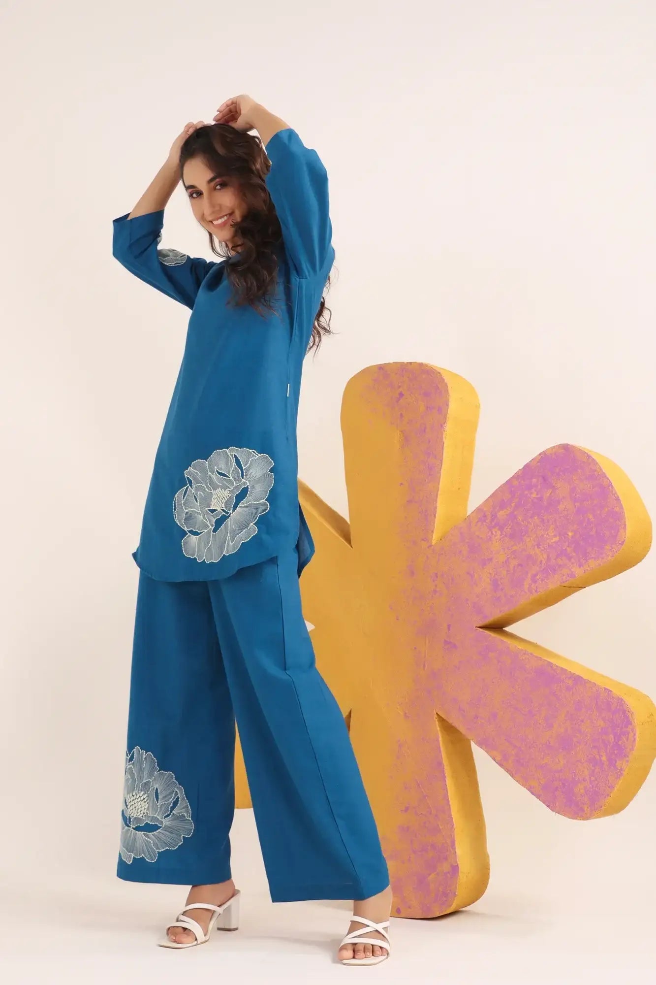 Petal Wave Cotton Flex Embroidered Co-ord Set