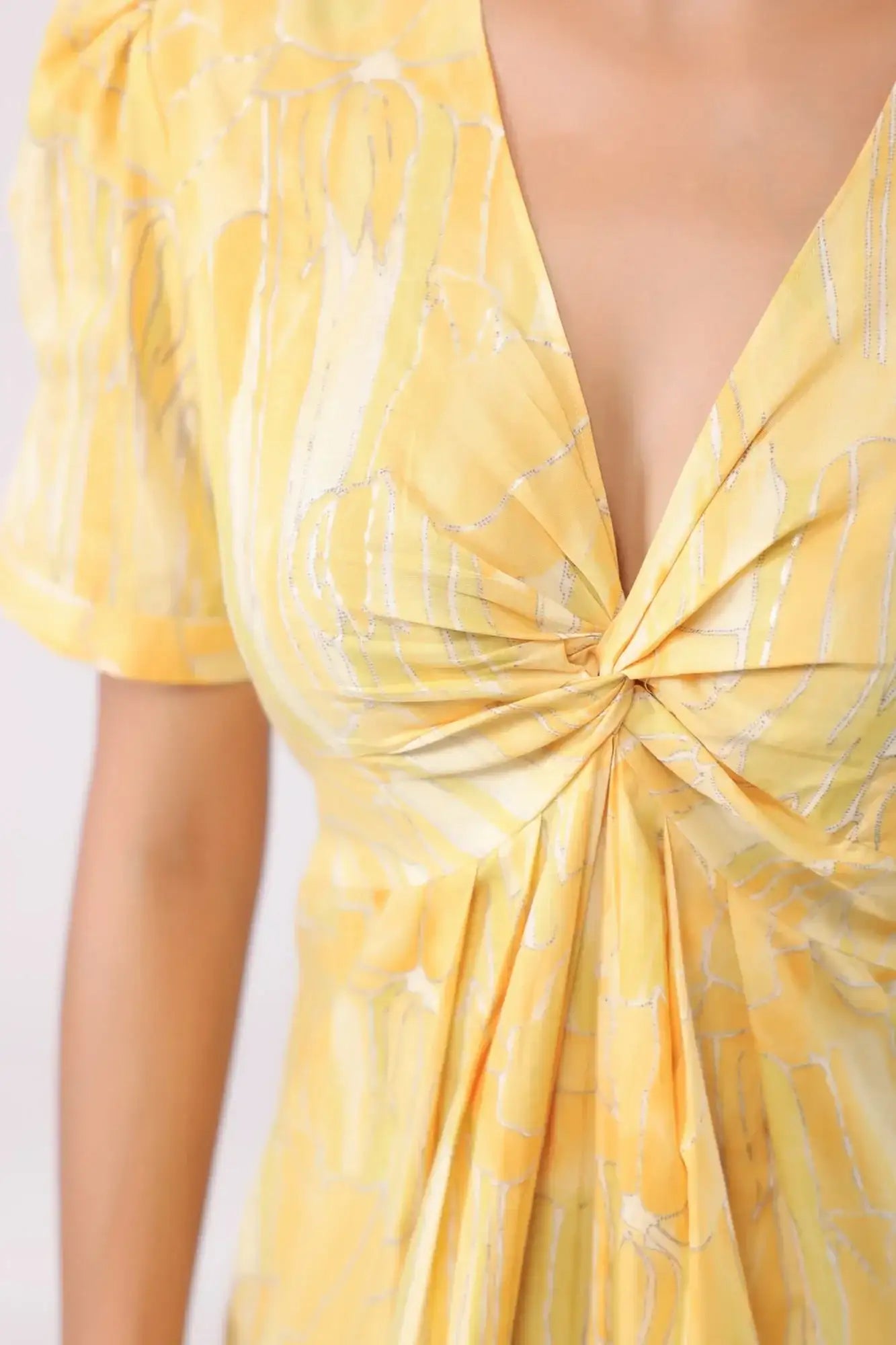 Sunrise Splash Yellow Cotton Midi Dress