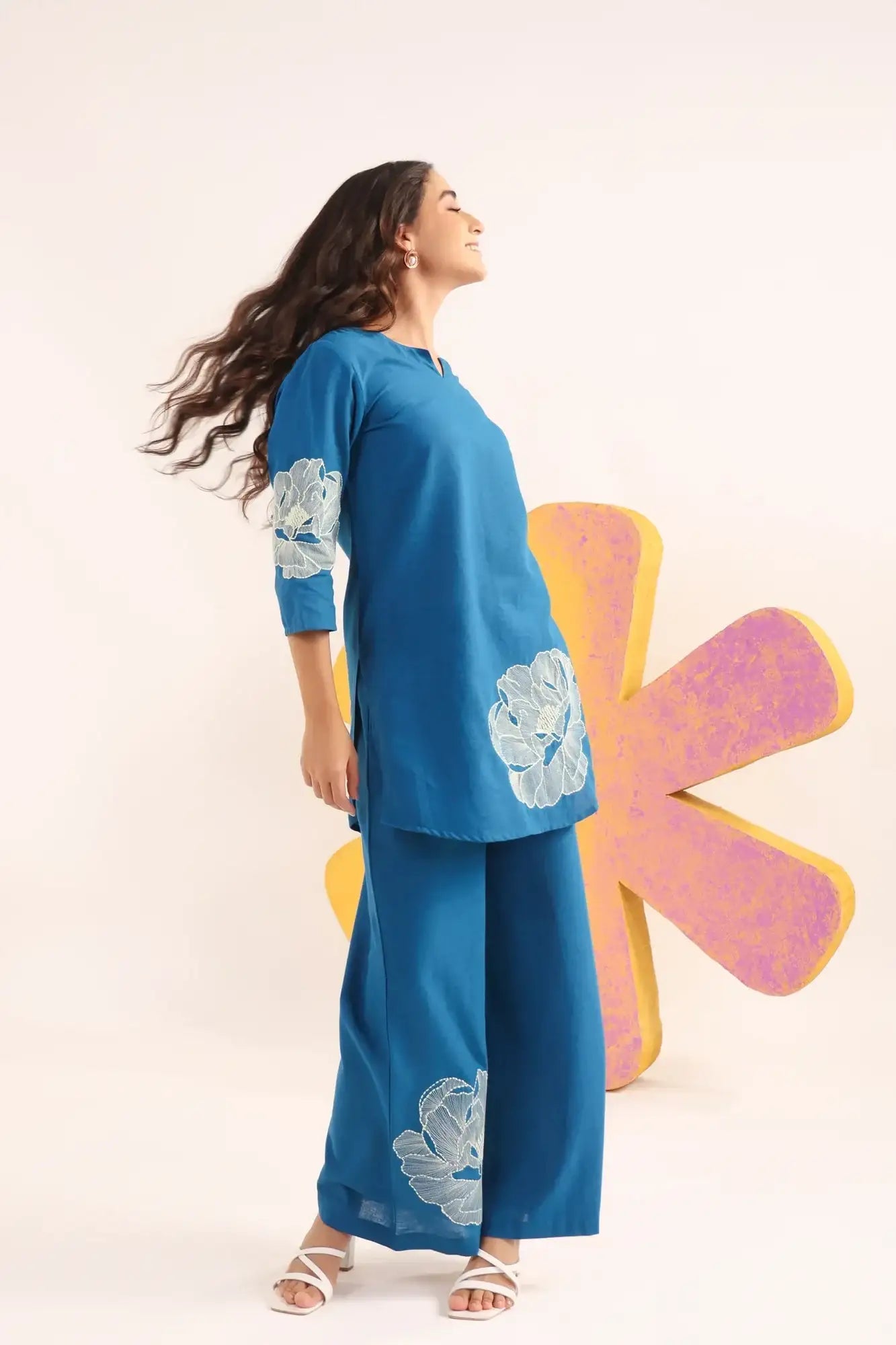 Petal Wave Cotton Flex Embroidered Co-ord Set
