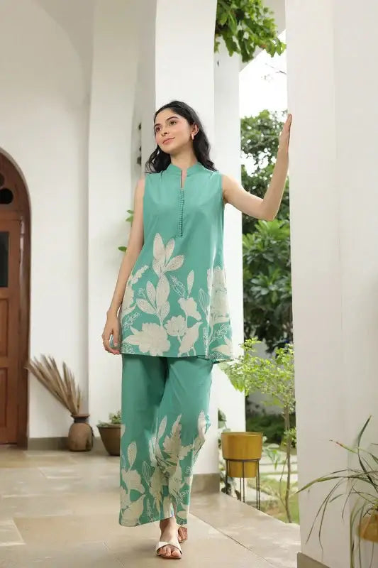 Coral Reef Floral Cotton Co-ord Set