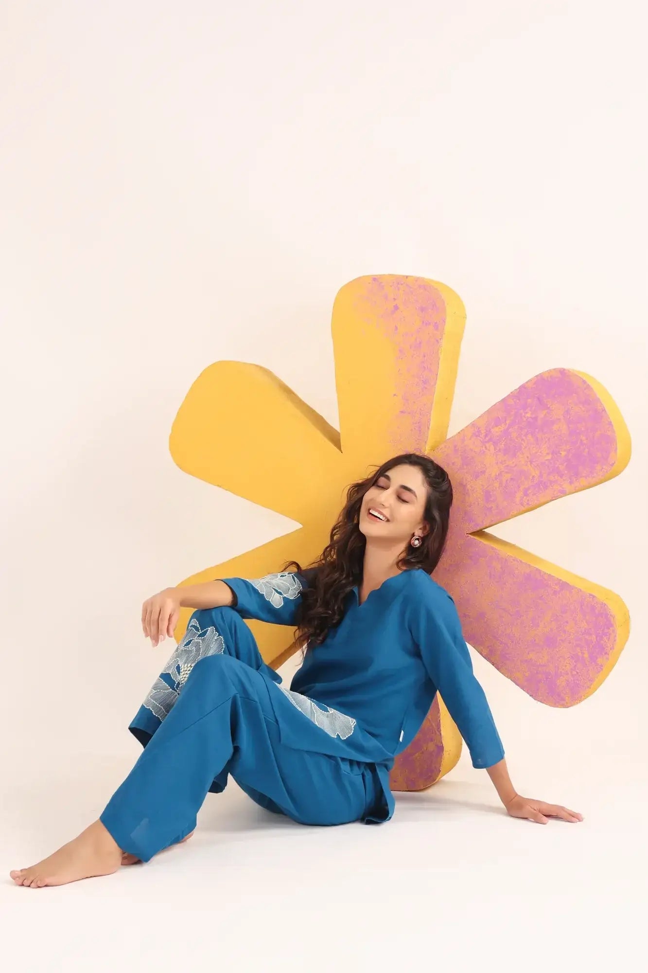Petal Wave Cotton Flex Embroidered Co-ord Set