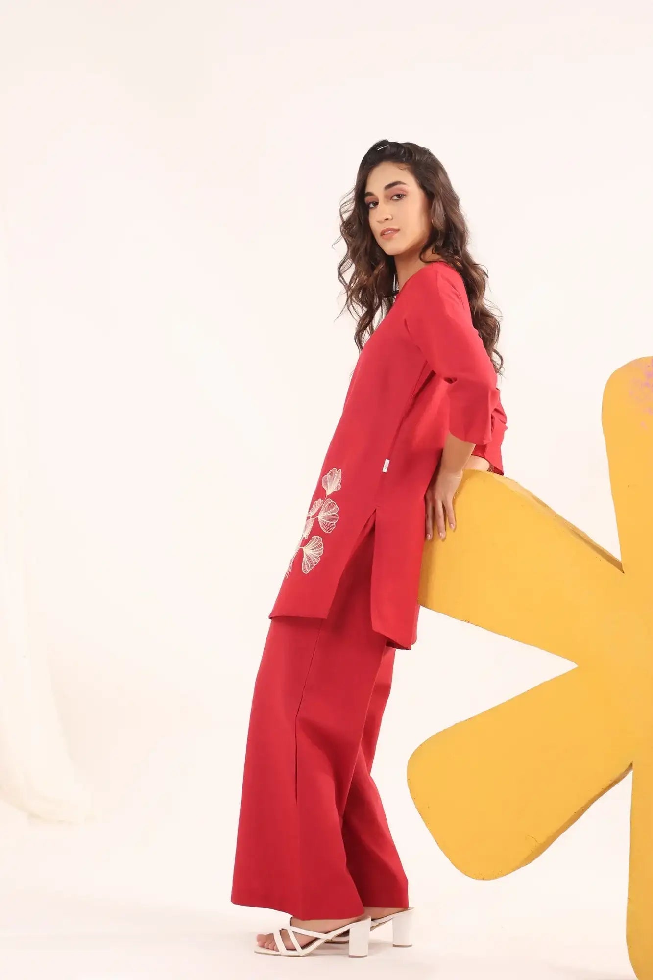 Ruby Bloom Cotton Flex Embroidered Co-ord Set