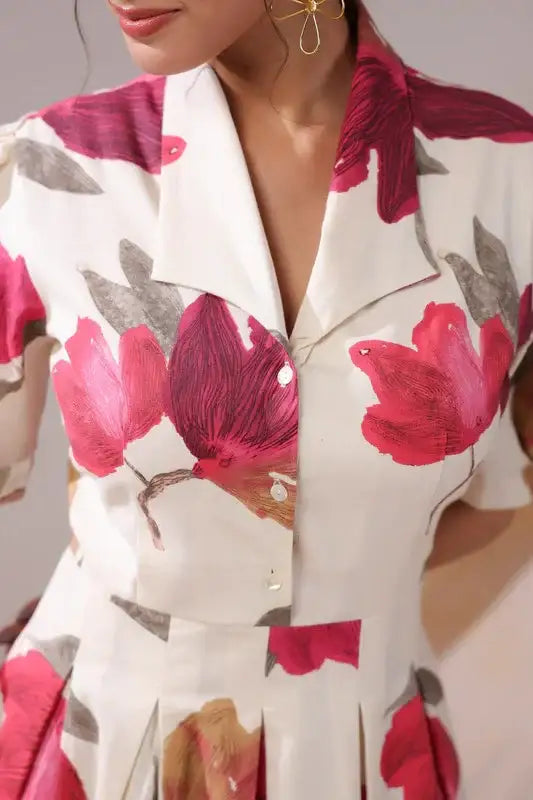 Crimson Magnolia Cotton Flex Dress