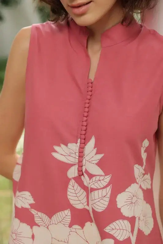 Pink Vine Cotton Co-ord Set