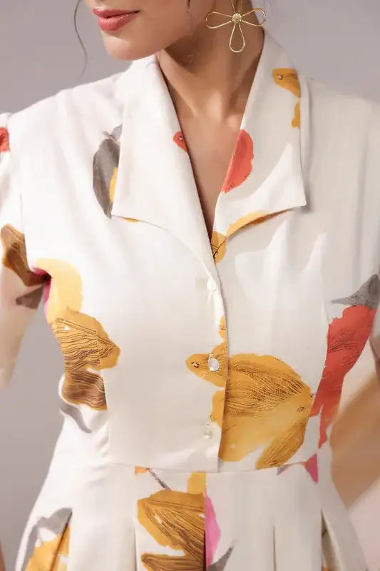 Autumn Bloom Cotton Flex Dress