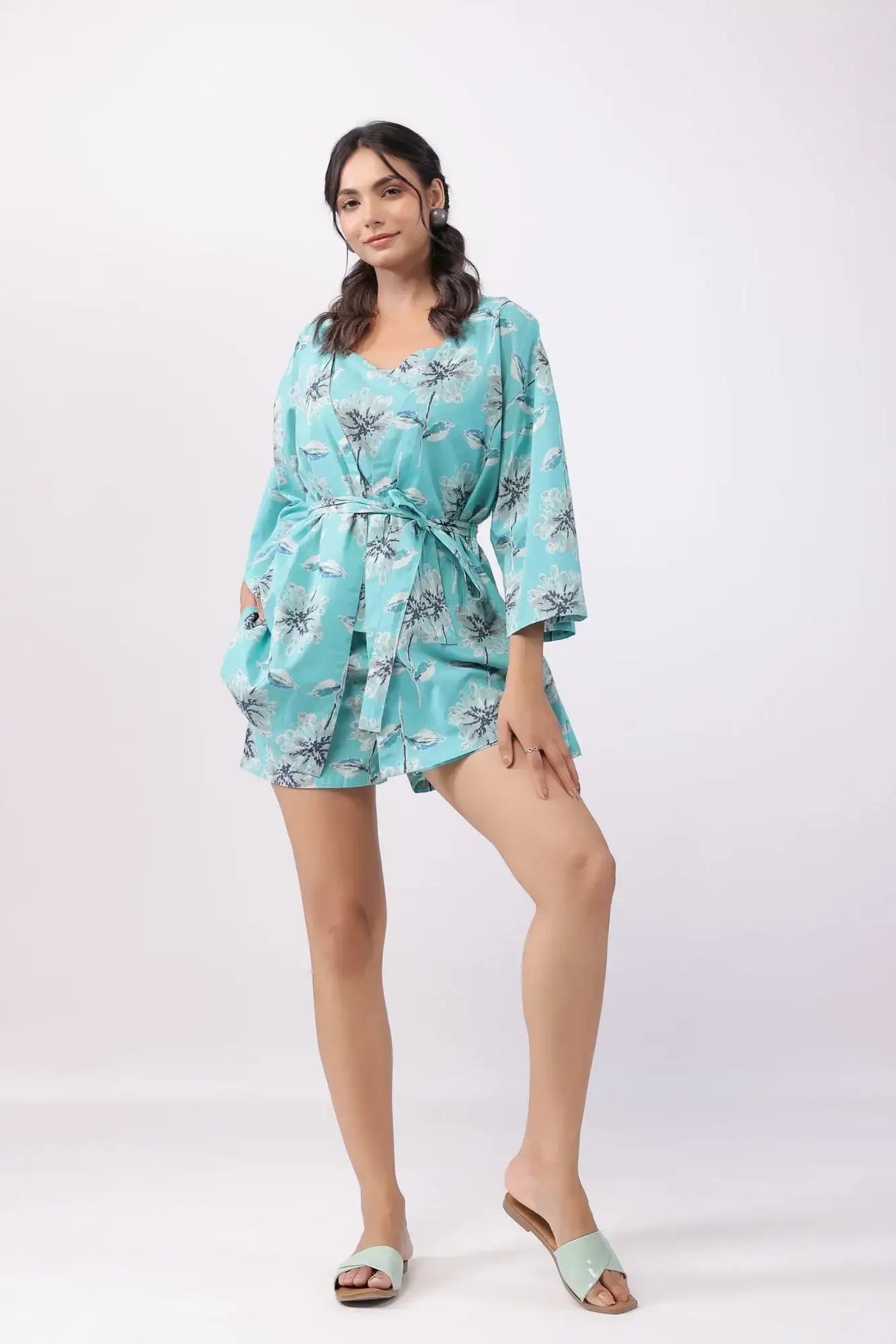 Dandelion Blue Cotton Three Piece Co-ord Set