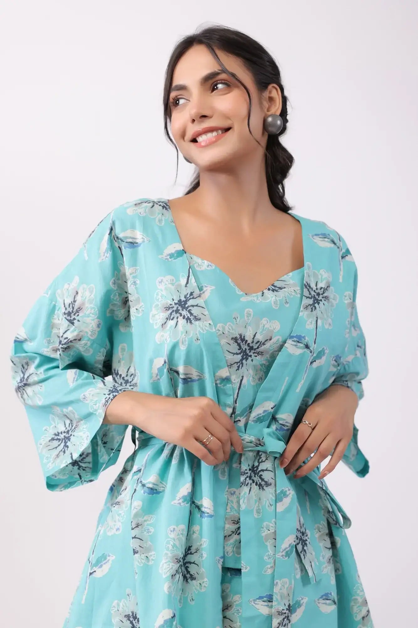 Dandelion Blue Cotton Three Piece Co-ord Set