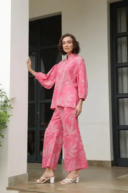 Petal Dot Harmony Pink Cotton Co-ord Set