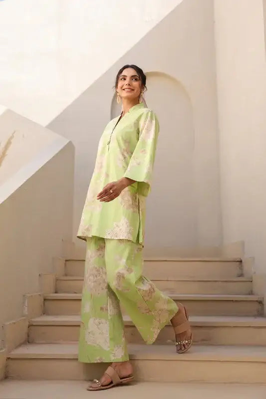 Lush Green Cotton Co-ord Set
