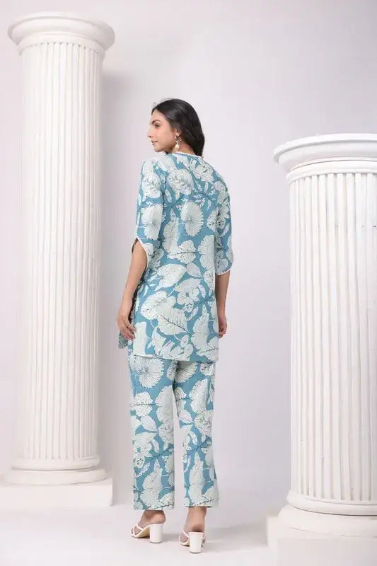 Botanical Breeze Schiffli Cotton Co-ord Set