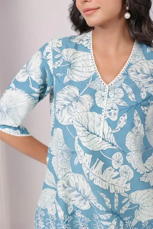 Botanical Breeze Schiffli Cotton Co-ord Set