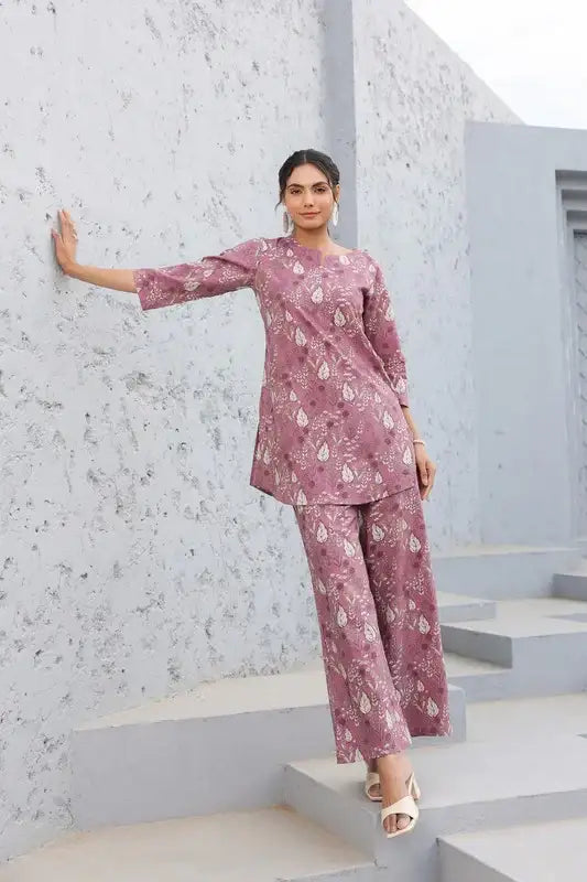 Mauve Whisper Cotton Loungewear Set