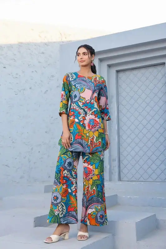 Vivid Bloom Ensemble Cotton Loungewear Set
