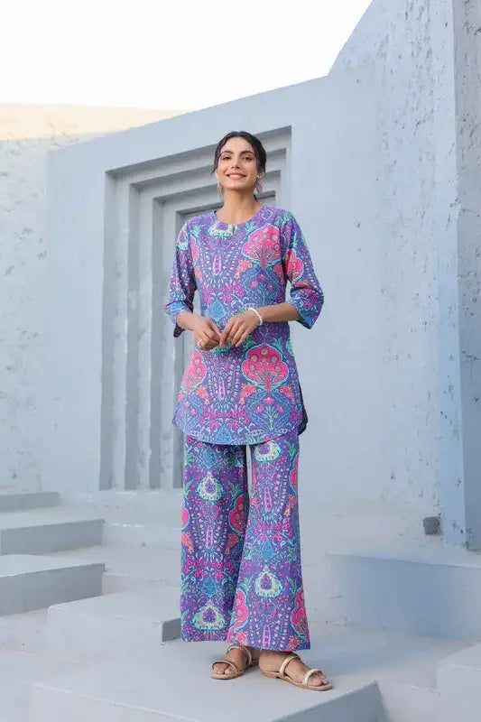 Violet Haze Garden Cotton Loungewear Set