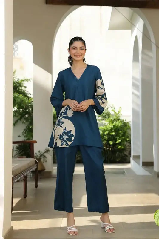 Playful Jade Ensemble Russian Silk Co-ord Set