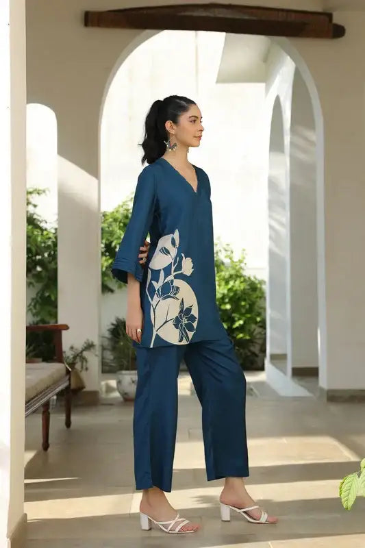 Playful Jade Ensemble Russian Silk Co-ord Set