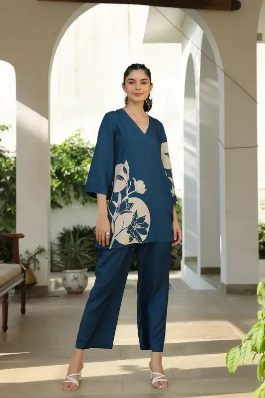 Playful Jade Ensemble Russian Silk Co-ord Set