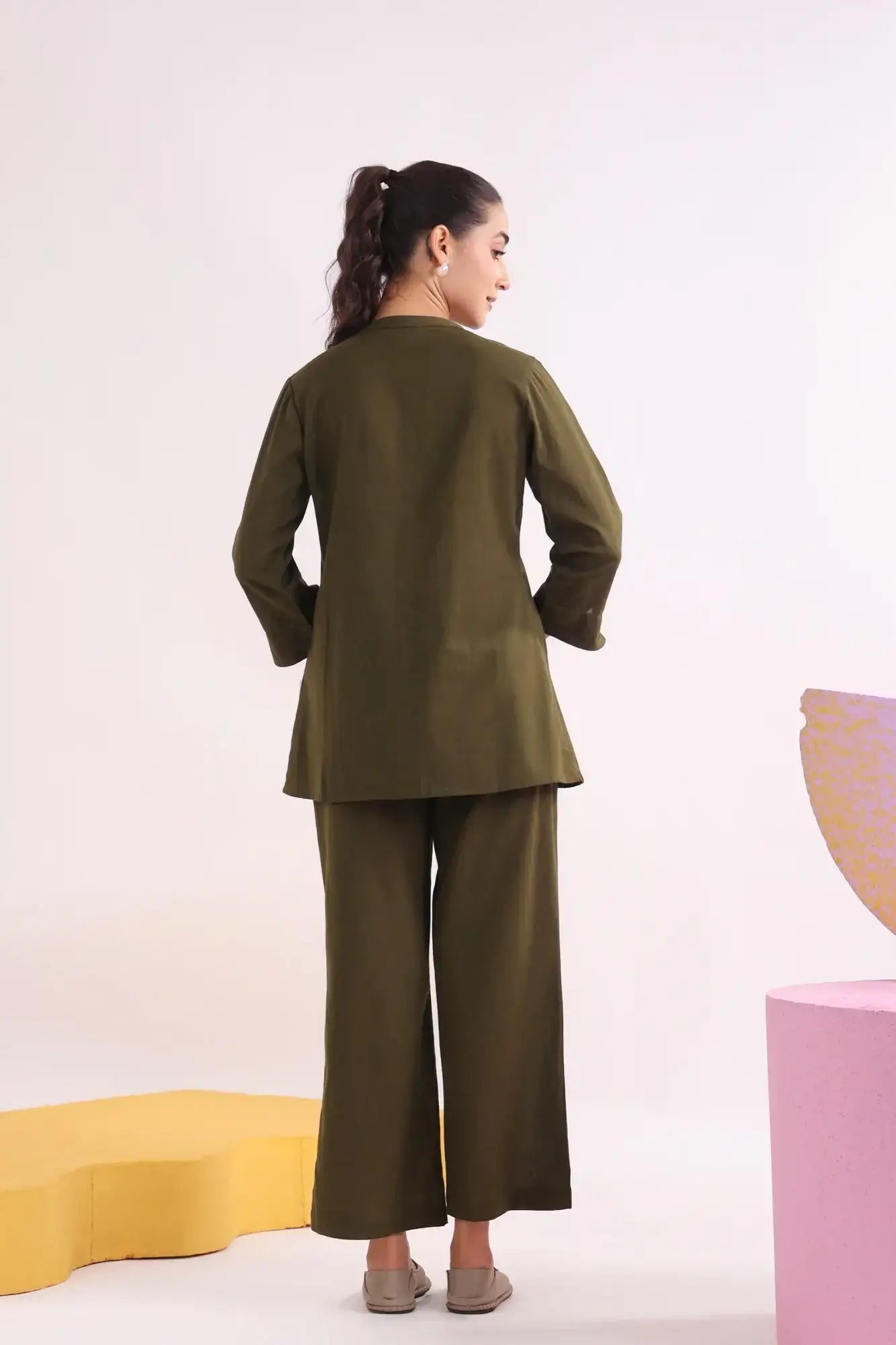 Olive Bliss Cotton Flex Co-ord Set