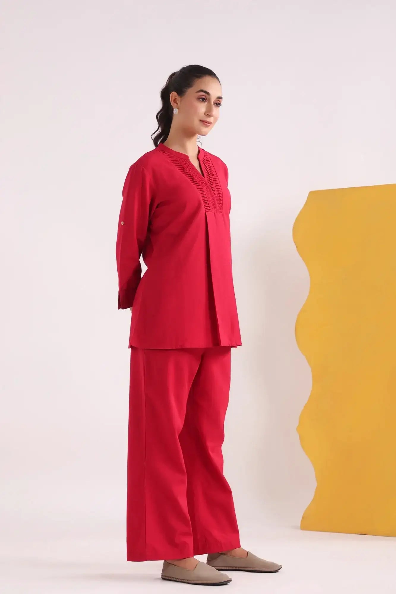 Radiant Red Cotton Flex Co-ord Set