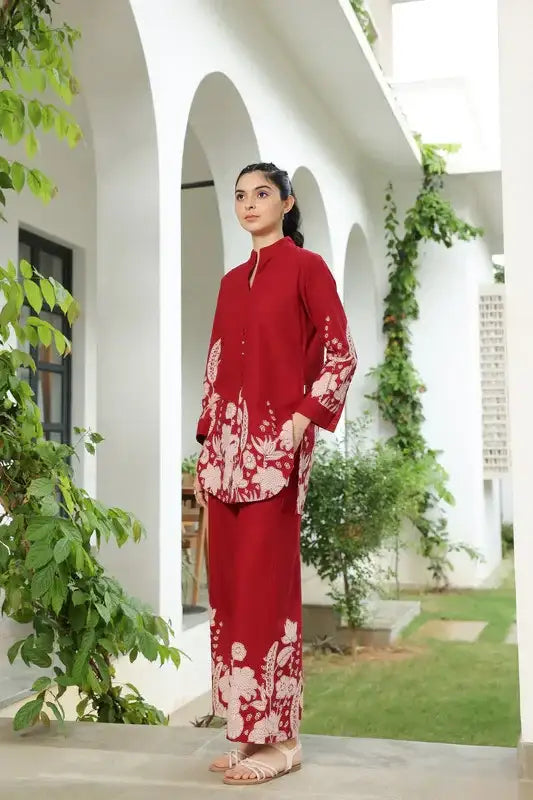 Forrest Enchanment Maroon Cotton Co-ord Set