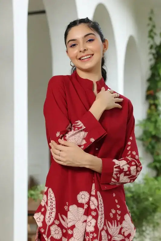 Forrest Enchanment Maroon Cotton Co-ord Set