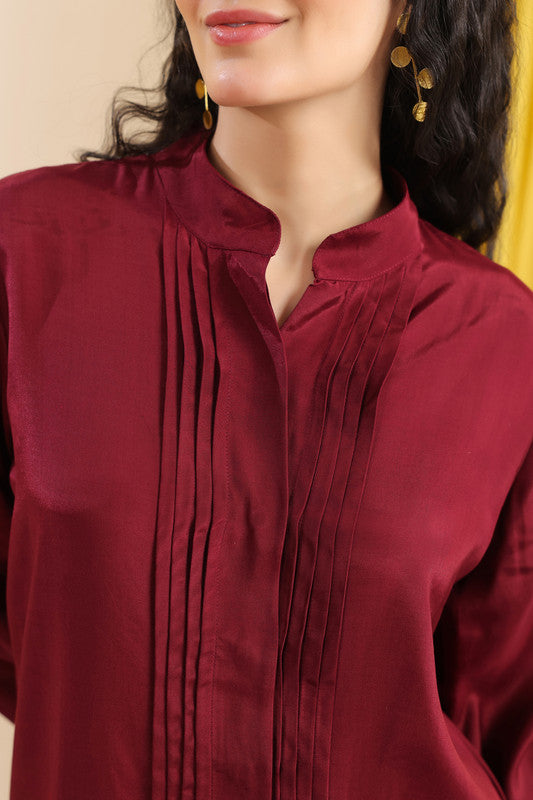 Wine Solid Minimal Co-ord Set