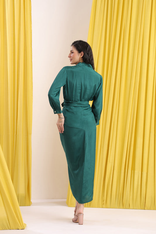 Emerald Green Solid Long Sleeve Co-ord Set