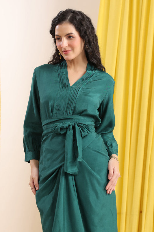 Emerald Green Solid Long Sleeve Co-ord Set