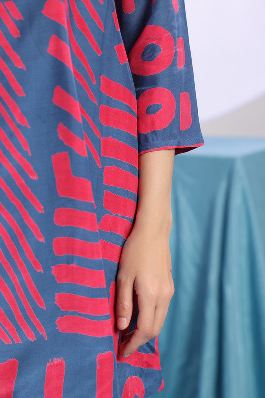 Blue & Pink Abstract Printed Co-ord Set