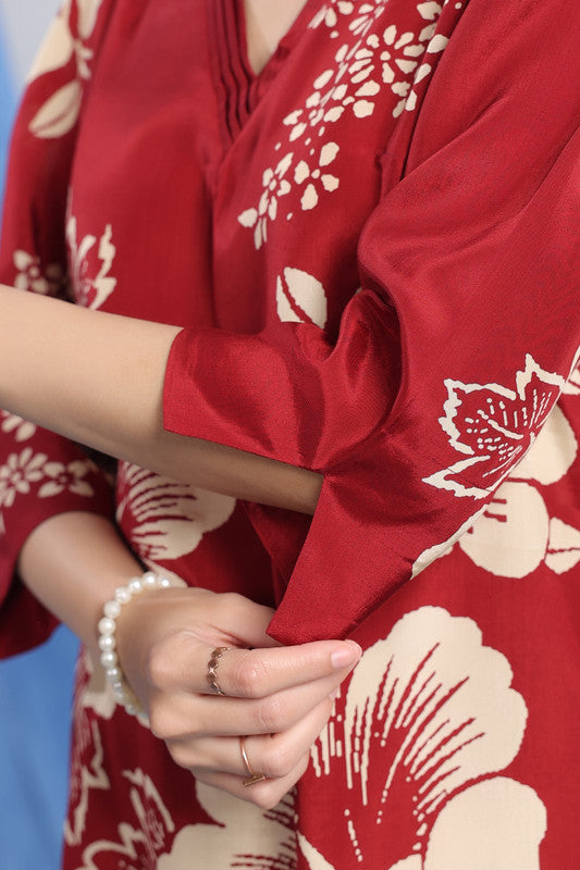 Maroon Floral Printed Co-ord Set