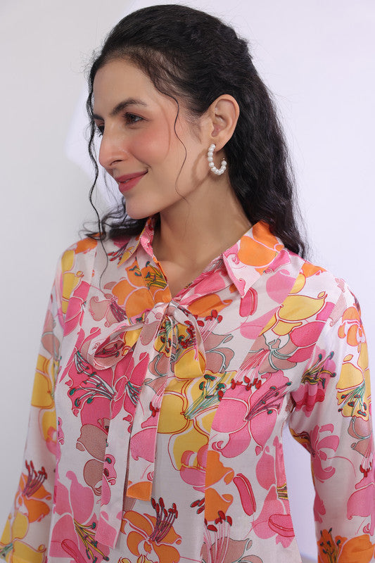 Pink Multicolour Floral Printed Co-ord Set