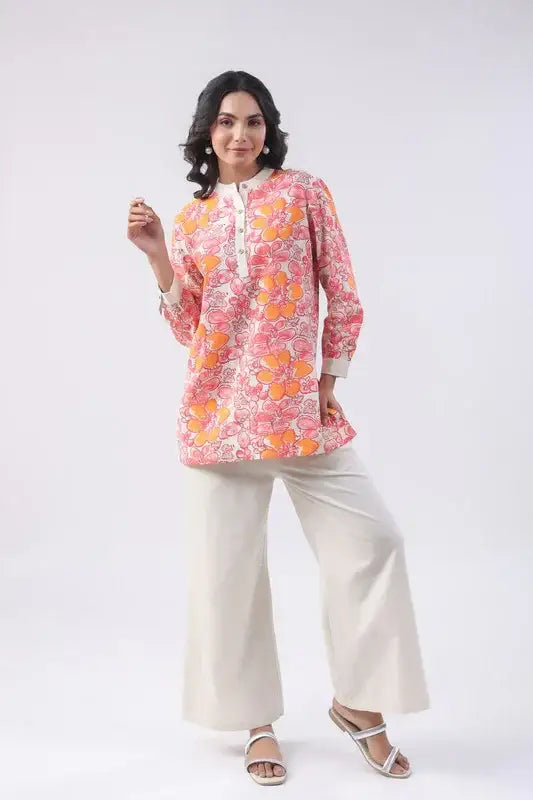 Orange Peach Cotton Co-ord Set