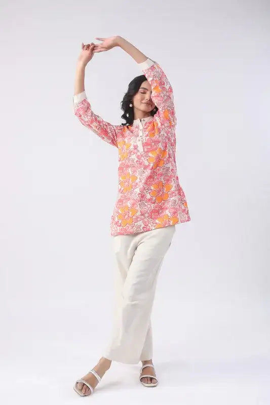 Orange Peach Cotton Co-ord Set