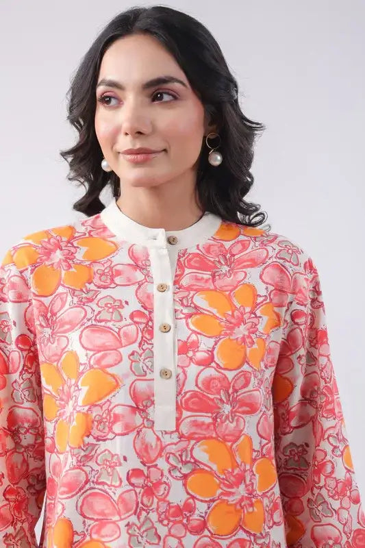 Orange Peach Cotton Co-ord Set