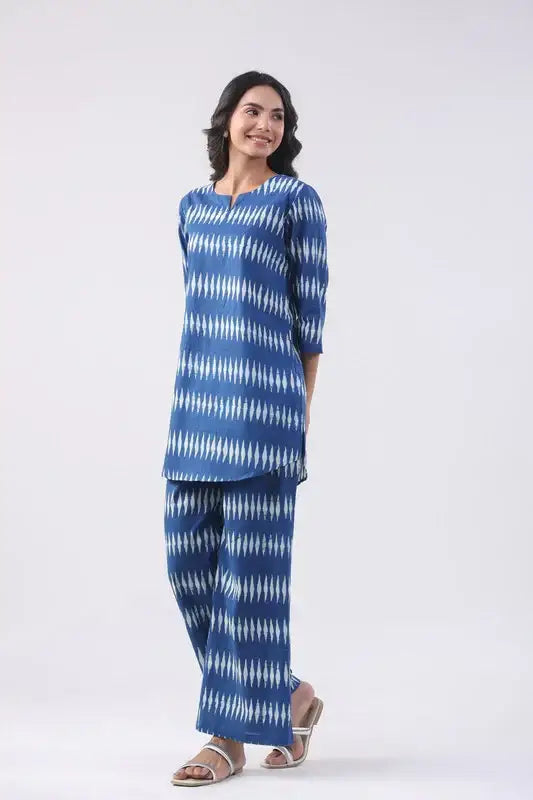 Azure Tranquil Cotton Loungewear Set