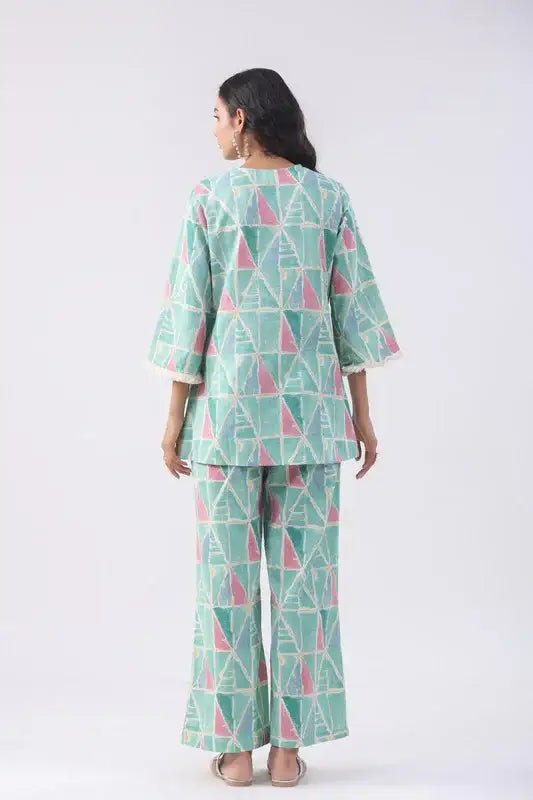 Mint Green Cotton Flex Co-ord Set