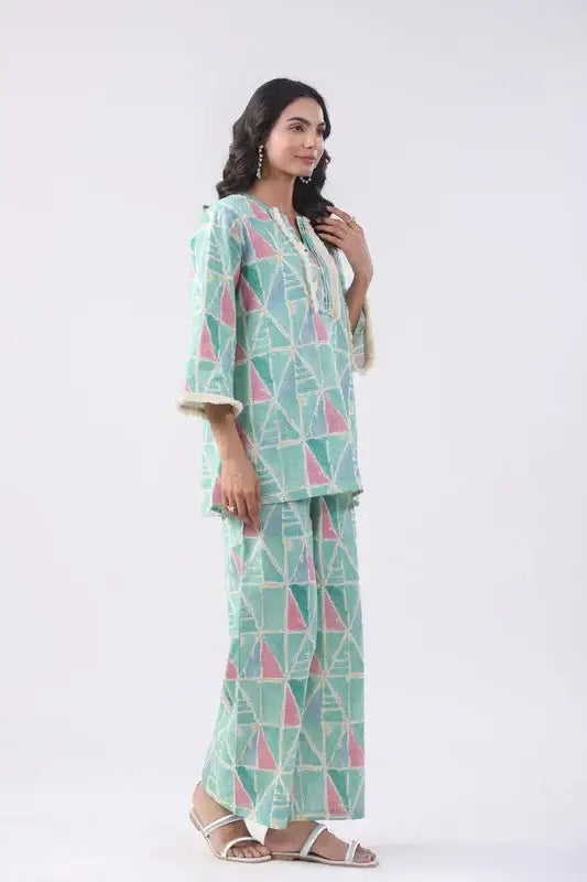 Mint Green Cotton Flex Co-ord Set