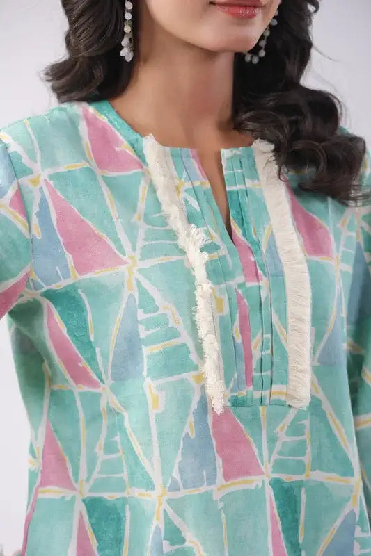 Mint Green Cotton Flex Co-ord Set