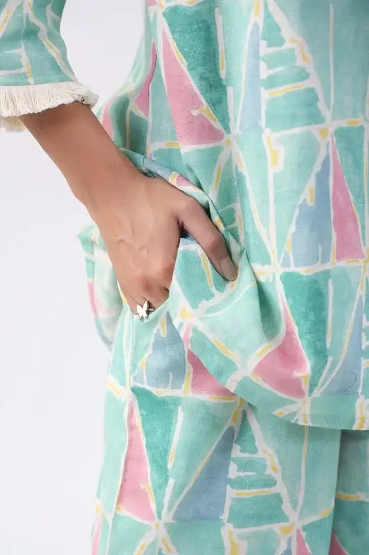 Mint Green Cotton Flex Co-ord Set