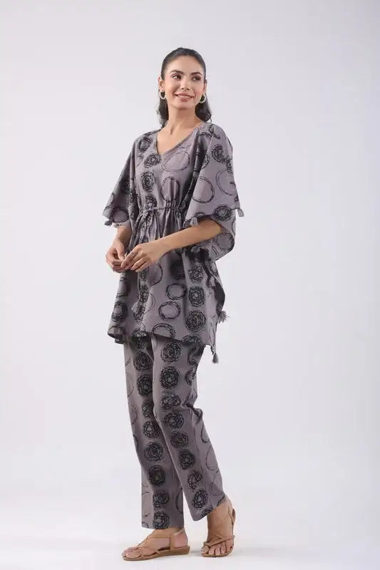 Philippine Grey Cotton Kaftan Set