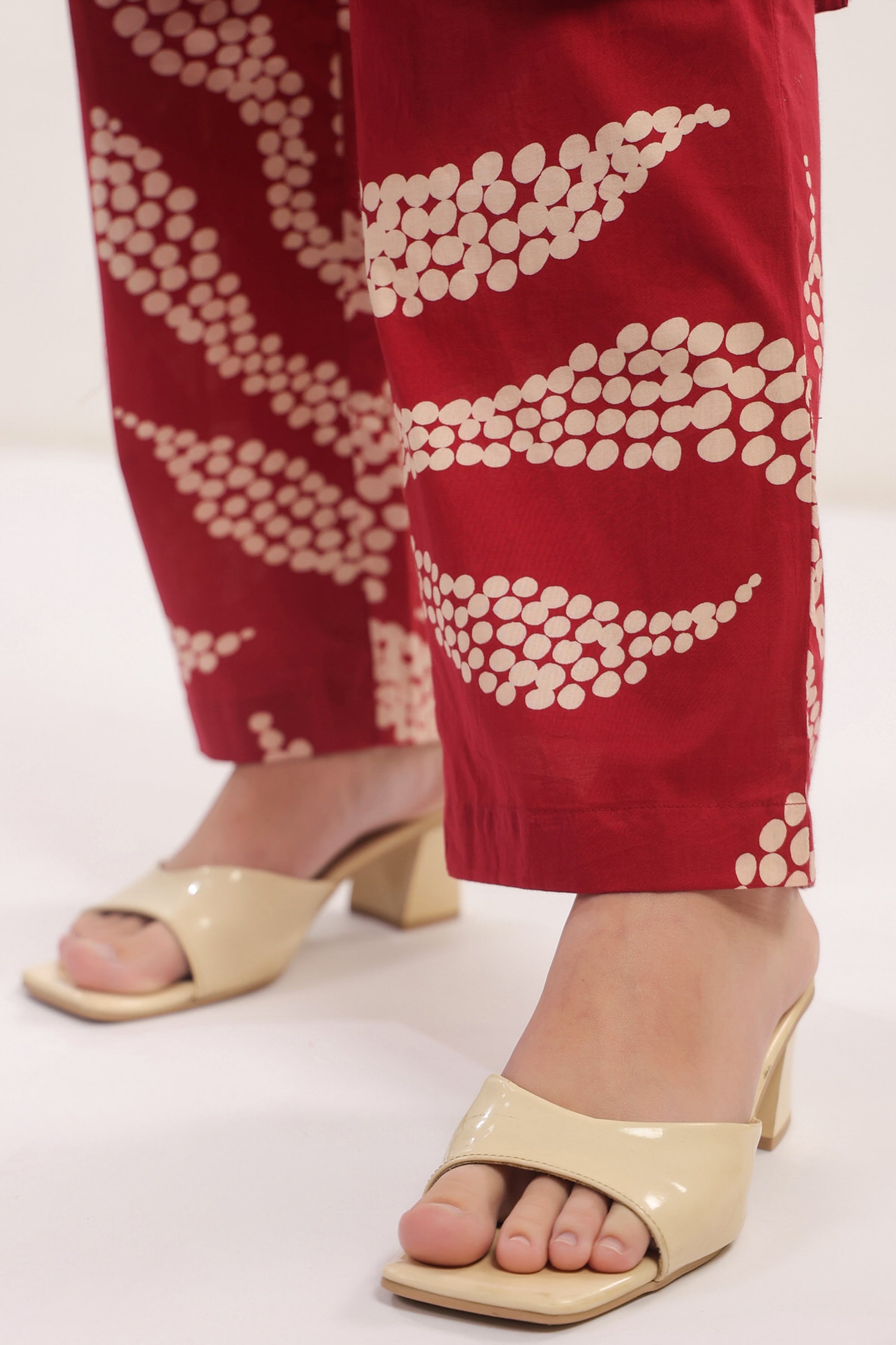 Crimson Breeze Abstract Cotton Co-ord Set