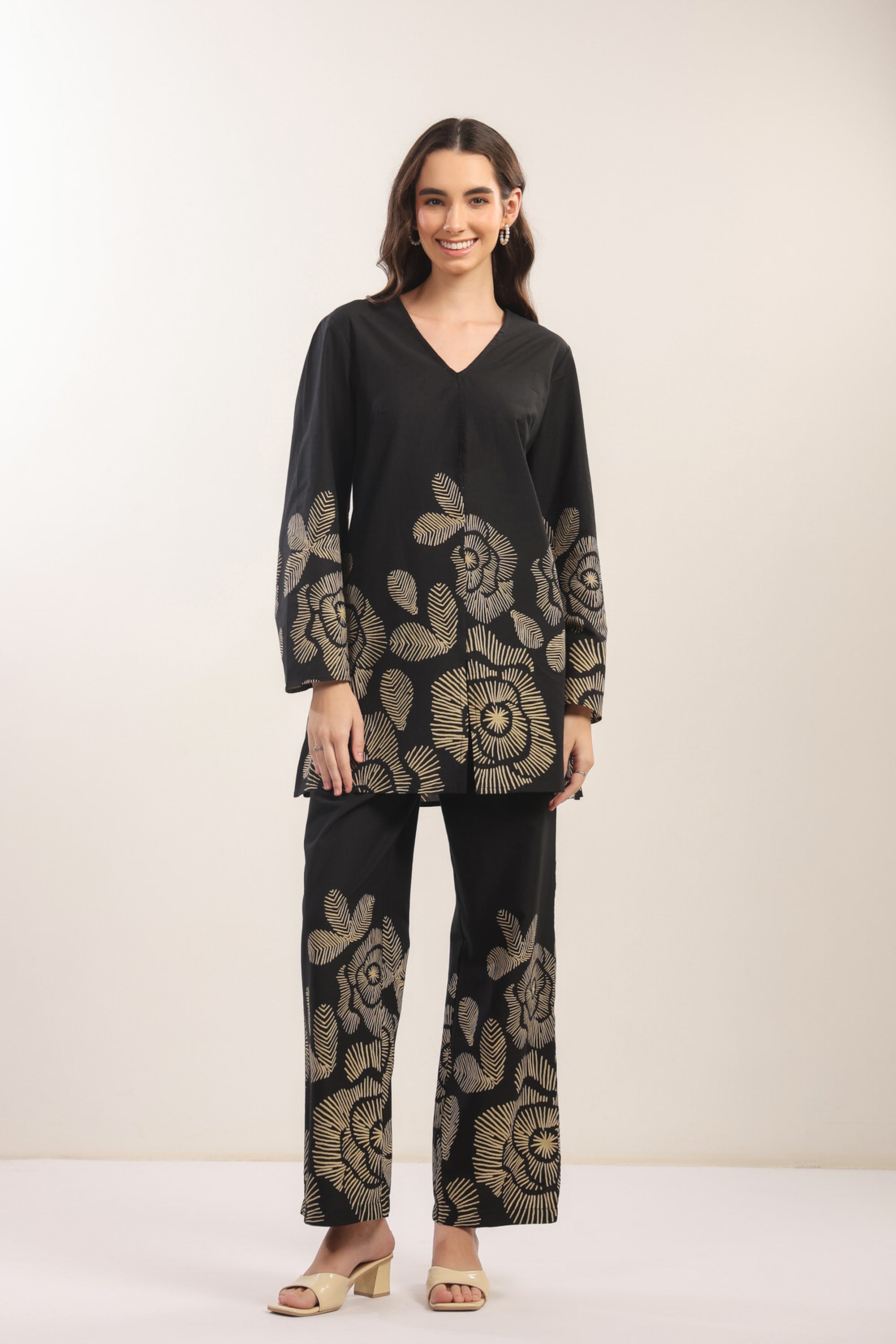 Bold Botanica Black Cotton Co-ord Set