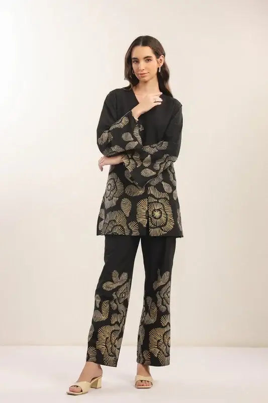 Bold Botanica Black Cotton Co-ord Set