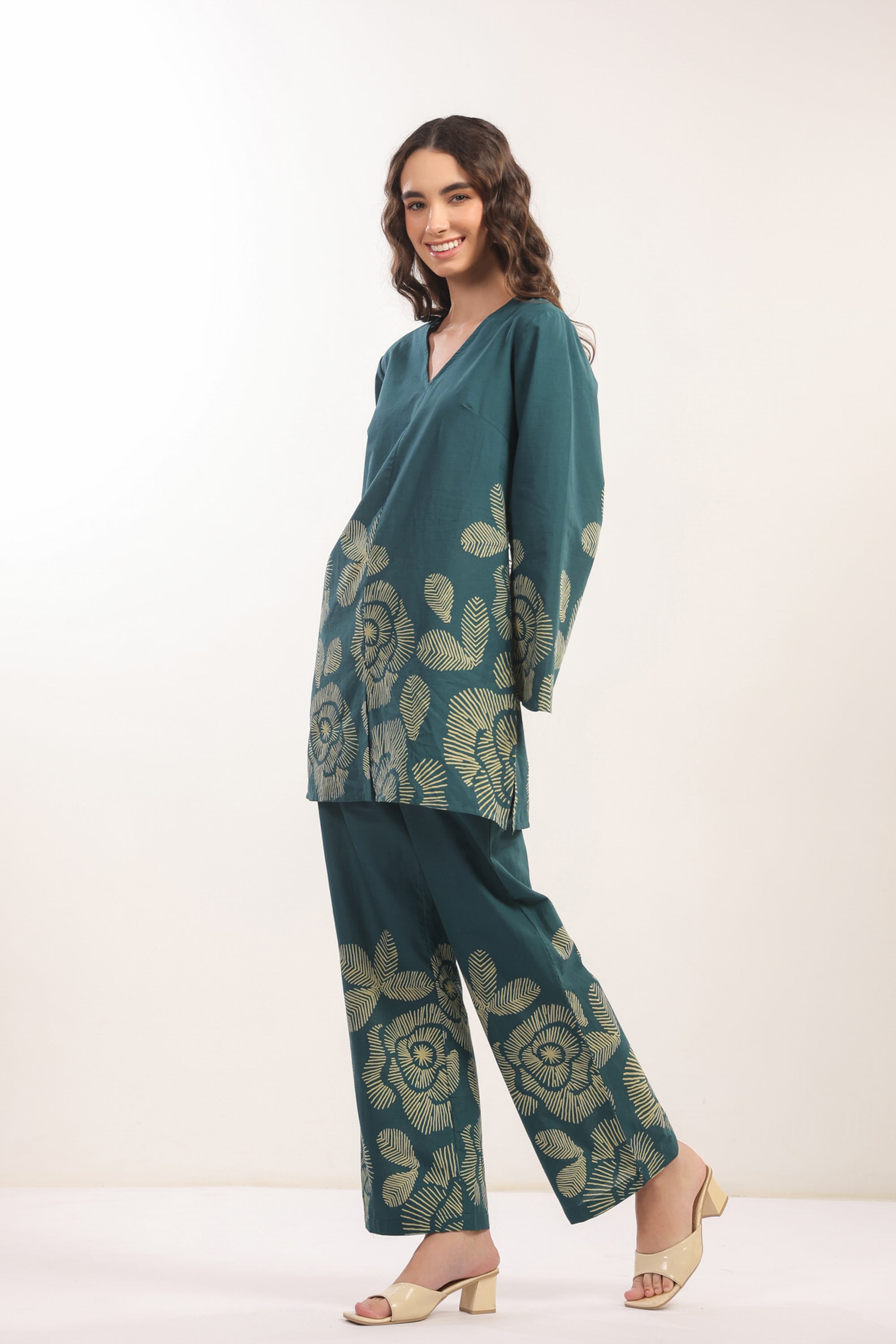 Wildflower Teal Cotton Co-ord Set