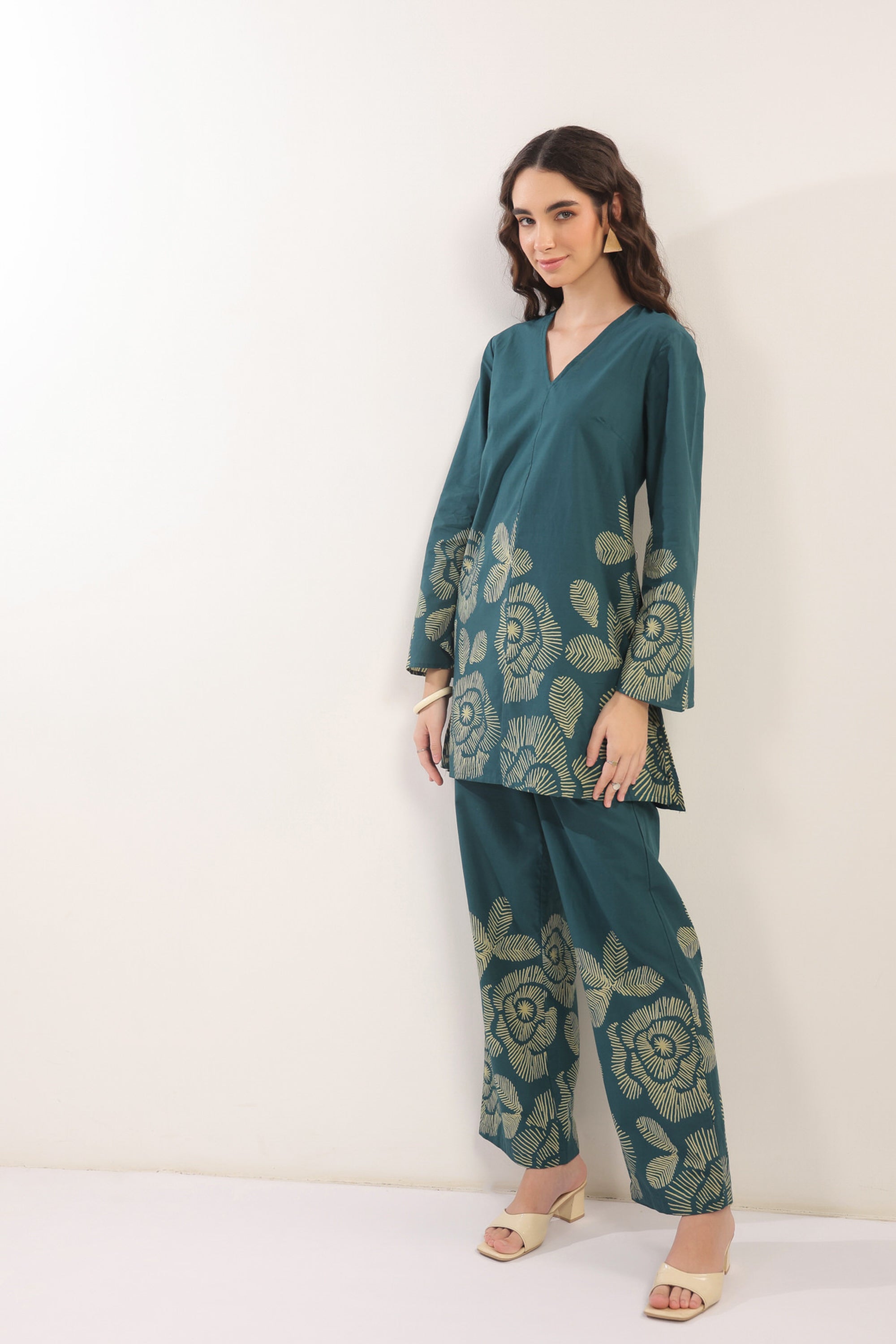 Wildflower Teal Cotton Co-ord Set