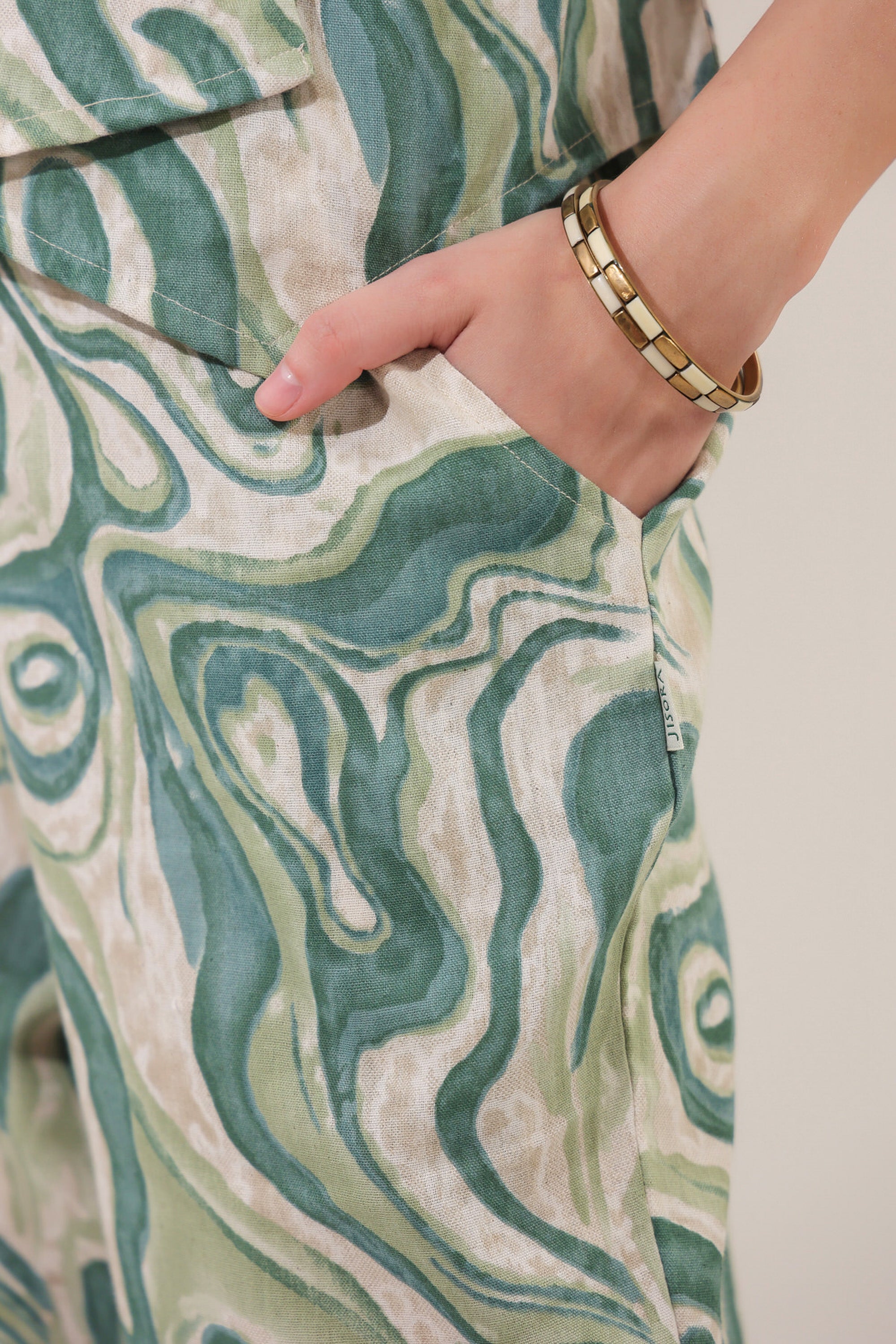 Verdant Echo Vest Cotton flex Co-ord Set